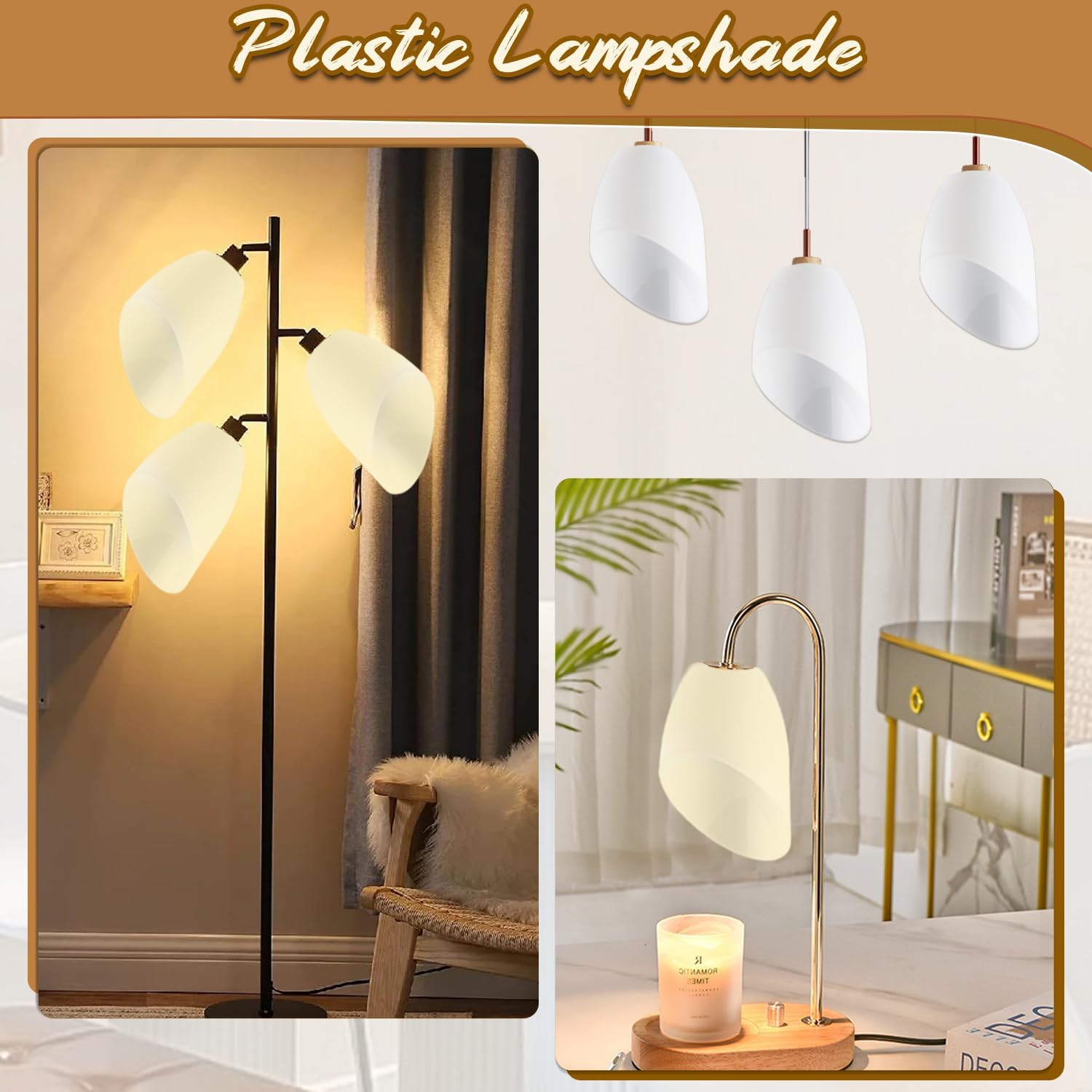 5 Pcs 42mm/1.65inch Plastic Lamp Shade Replacement Floor Lamp Shade Cover Shade for Pendant Light Floor Lamp Bedroom - White