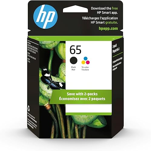HP - 65 cartuchos de tinta negro/tricolor (paquete de 2) | Funciona con HP AMP 100 Series, HP DeskJet 2600, 3700 Series, HP ENVY 5000 Series |