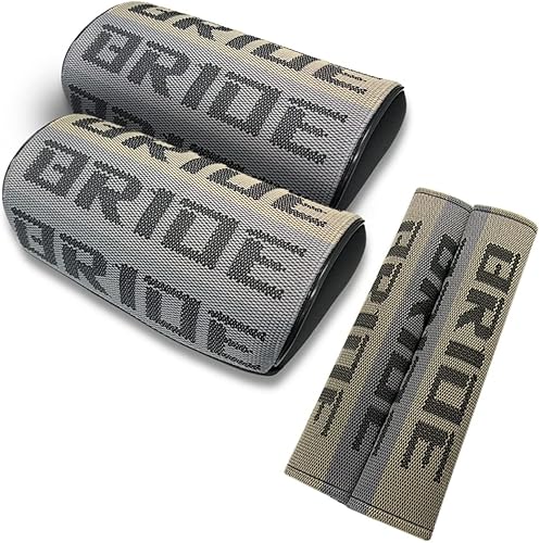 W-POWER JDM - 4 cojines JDM para reposacabezas de asiento de automóvil, con funda para cinturón de seguridad, material de asiento de cubo de tela