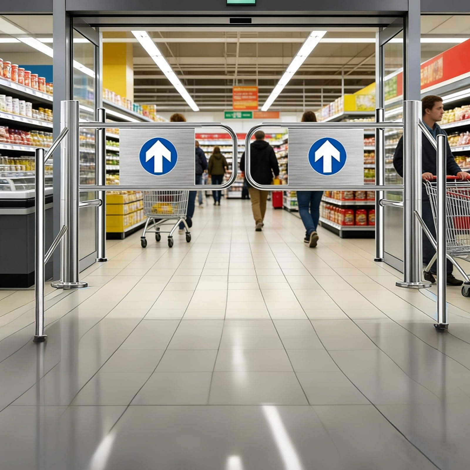 Portillon De Sécurité À Fermeture Automatique,Portillon De Sécurité À Ressort pour Entrée De Supermarché,Porte D'entrée Battante Unidirectionnelle(180cm/70.8in)