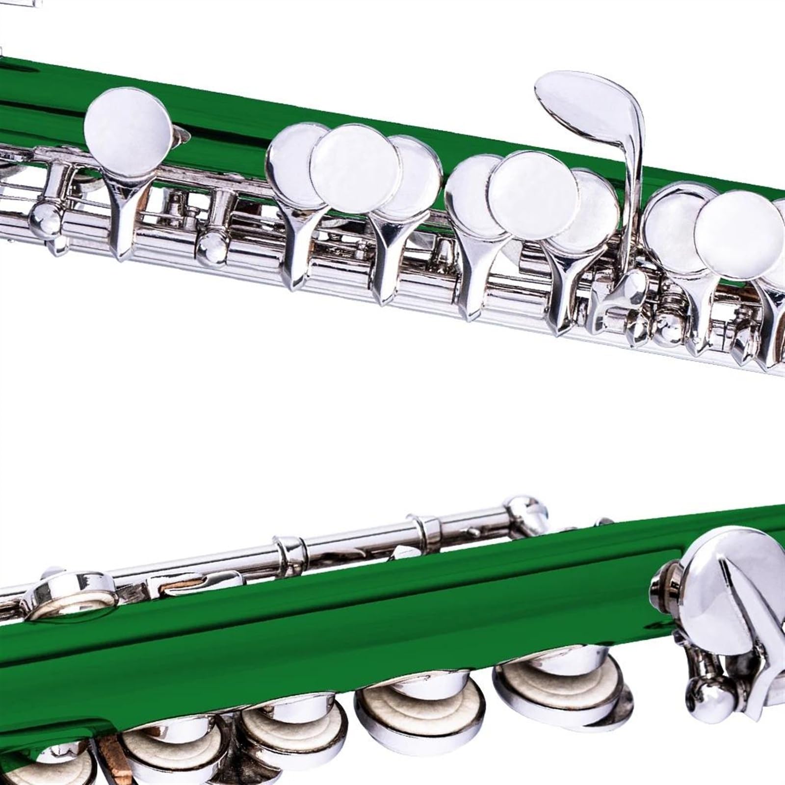 Flauta Verde De Tamaño Medio, Llaves Plateadas, Cuerpo De Cuproníquel, Llave C, Juego De Piccolo Con Estuche Flauta Travesera Kit
