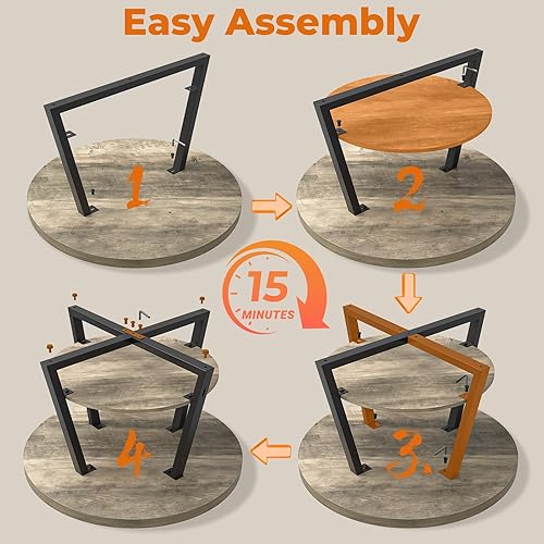 Miniatura 5 de GreenForest Mesa auxiliar redonda con almacenamiento, mesas centrales circulares de 30 pulgadas para sala de estar, mesa de sofá moderna para