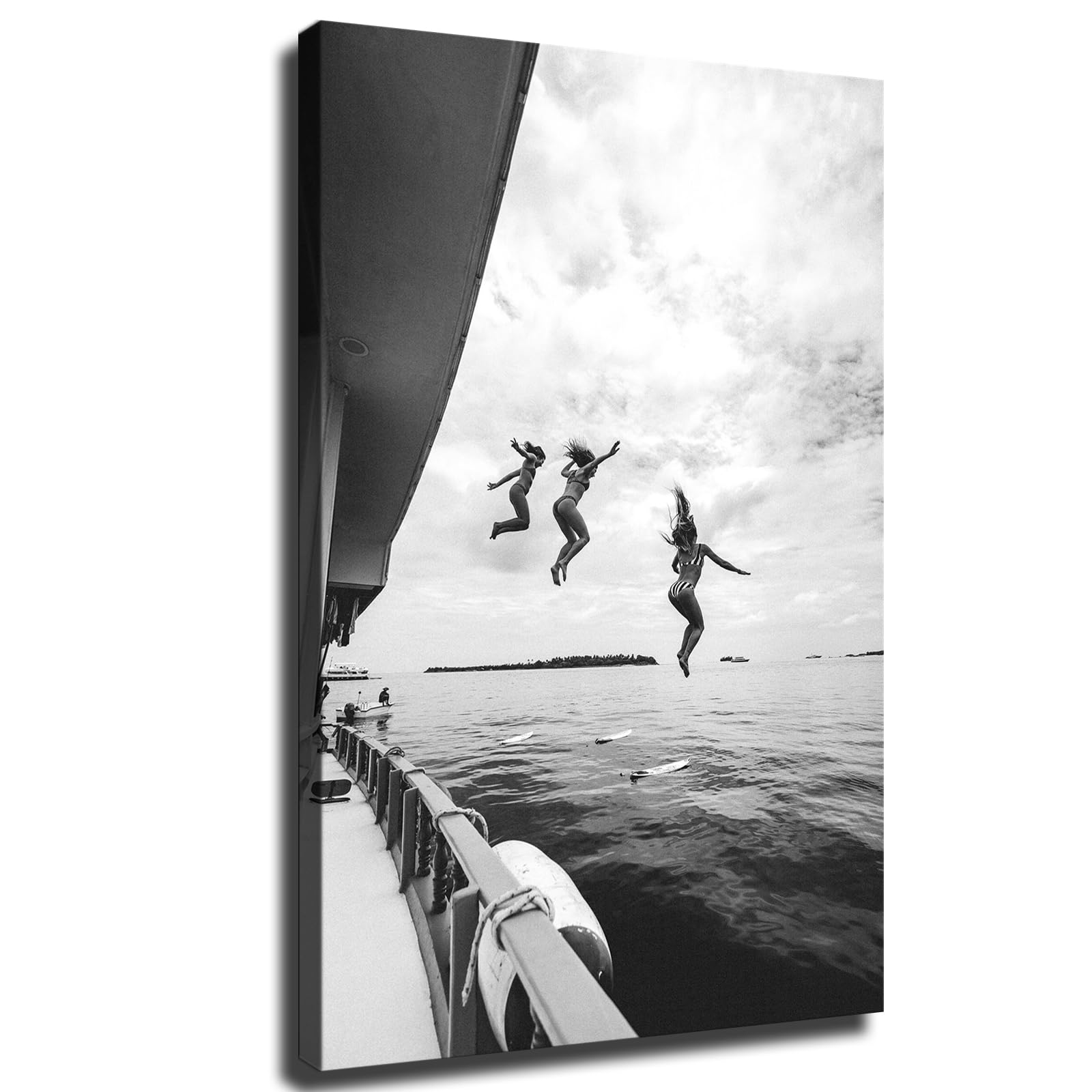 Amazon.com: Girls Jumping Sail Boat Yacht Retro Ocean Black