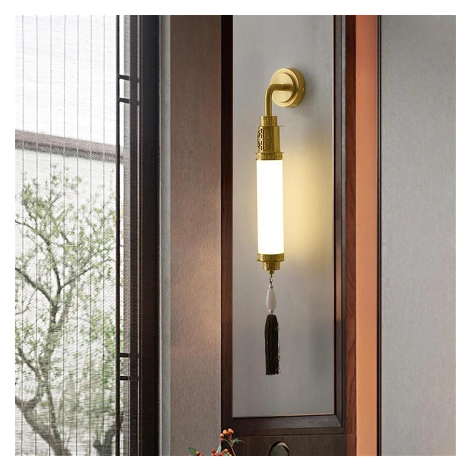 ZTCHSENZT Wall Sconces, Chinese All Copper Wall Lamp Creative Living Room Tv Background Foyer Corridor Balcony Decor Bedroom Bedside Light,Copper