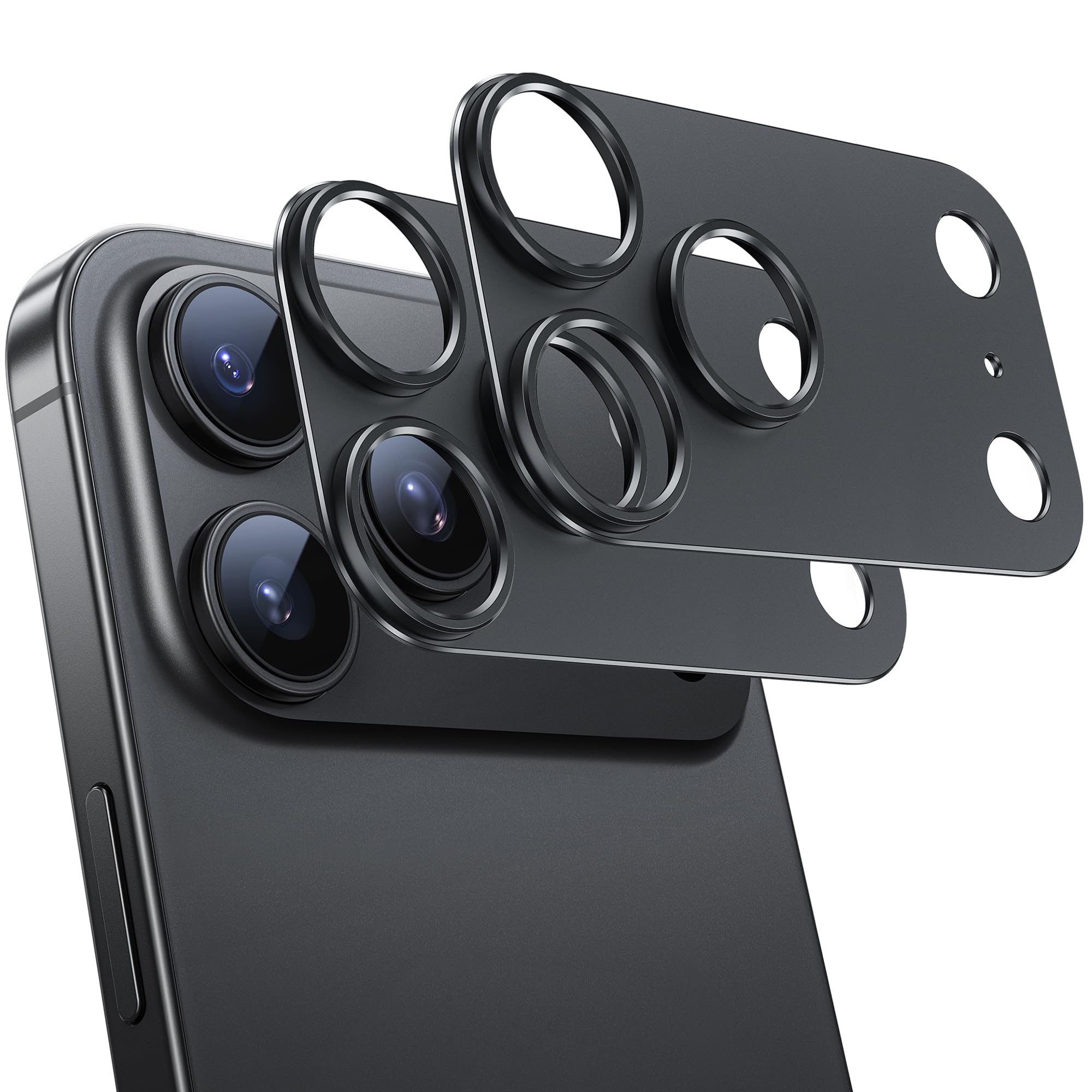 NIMASO カメラカバー iPhone 17 ProMax 用 カメラ保護 アルミ合金製 耐衝撃 指紋防止 キズ防止 撮影に影響なし いPhone 17プロマックス 対応 レンズカバー ブラック 2枚セット DSC25I1948