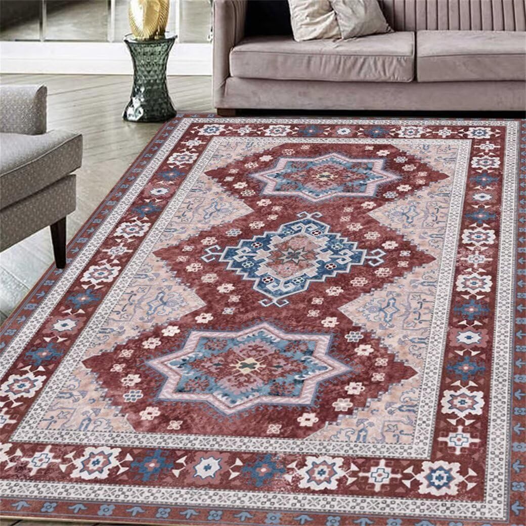 Tapis de couloir 70x140 cm rouge rétro pour réchauffer l'ambiance du salon