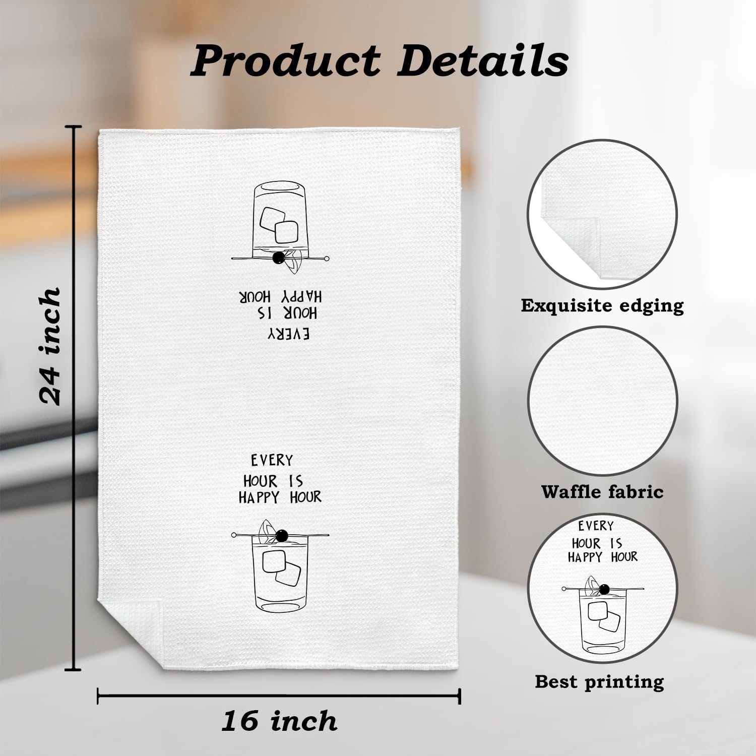 Gifts for Cocktail Lovers Kitchen Towels, Minimalist Black White Liquor Glass Decorative Dish Tea Bar Towels for Kitchen Bar Cart, Alcohol Gifts for Men Women Decor Hand Towels, 16x24 Inch