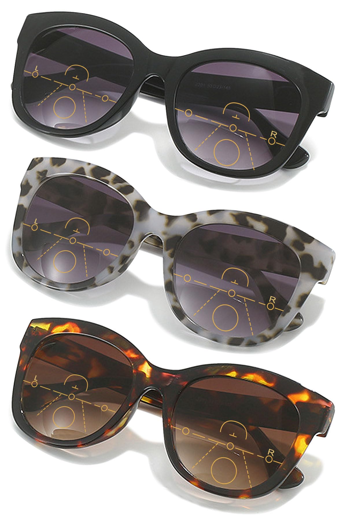 KOOSUFA Mode Bifokale Lesebrille mit Sonnenschutz Damen Progressive Sonnenbrille Lesesonnenbrille Blaulichtfilter Federscharnier Sonnenleser Outdoor Lesebrillen 1.0 1.5 2.0 2.5 3.0 3.5 4.0