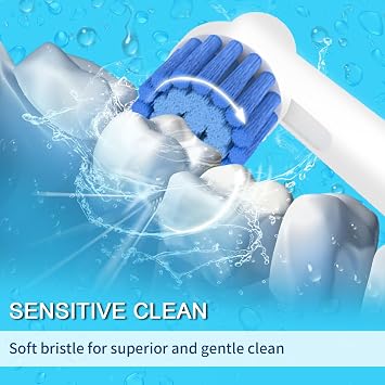 8 Pack Sensitive Gum Care Replacement Brush Heads Compatible with Oral b Braun Electric Toothbrush. Soft Bristle for Superior and Gentle Clean