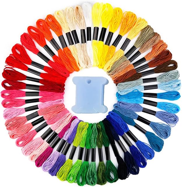 Embroidery Threads 50 Skeins Kits, DONGDA Embroidery Floss Cross Stitch Threads Friendship Bracelets Thread Crafts Floss Rainbow Color with Embroidery Floss Bobbins for Knitting DIY Craft Project