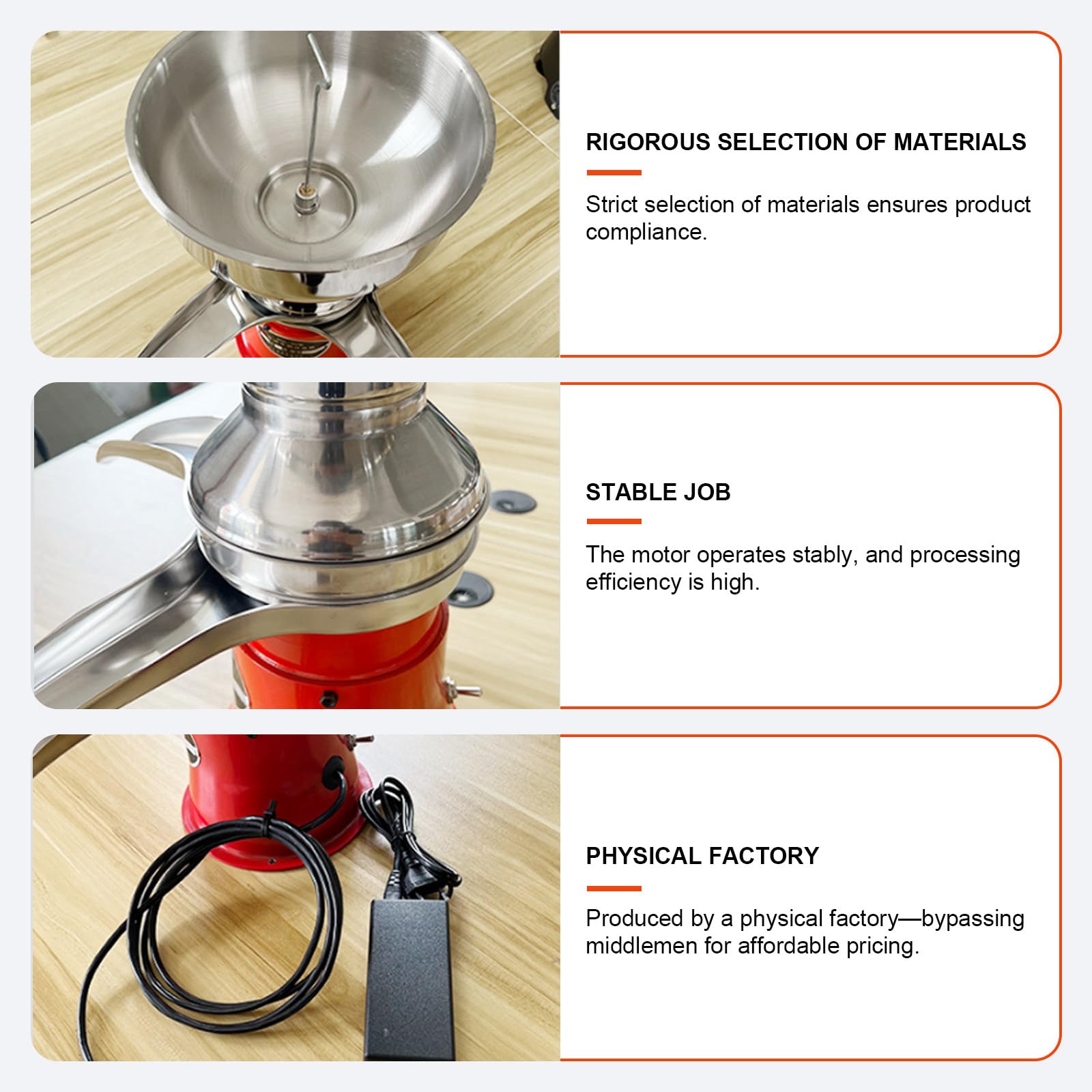 Separador eléctrico de leche, espumador de crema de acero inoxidable para una separación eficiente de leche y crema