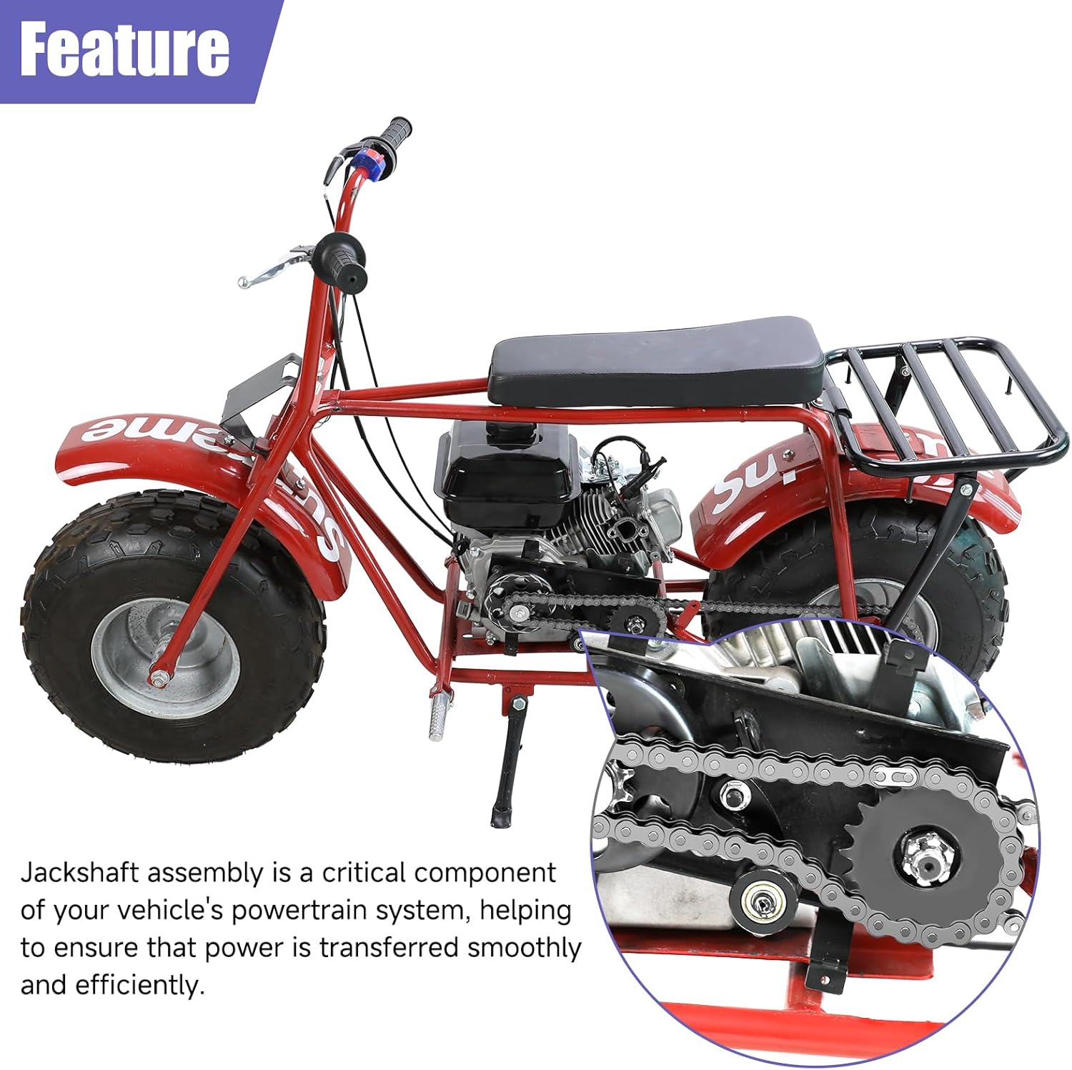 Mini Bike Jackshaft Kit Assembly Replacement for Coleman CT200U CT200U-EX BT200X Baja Warrior MB200 MB165 Axis M200 Predator 196cc 200cc 212cc Engine Parts 90 + 42 Links 420 Chain Sprocket