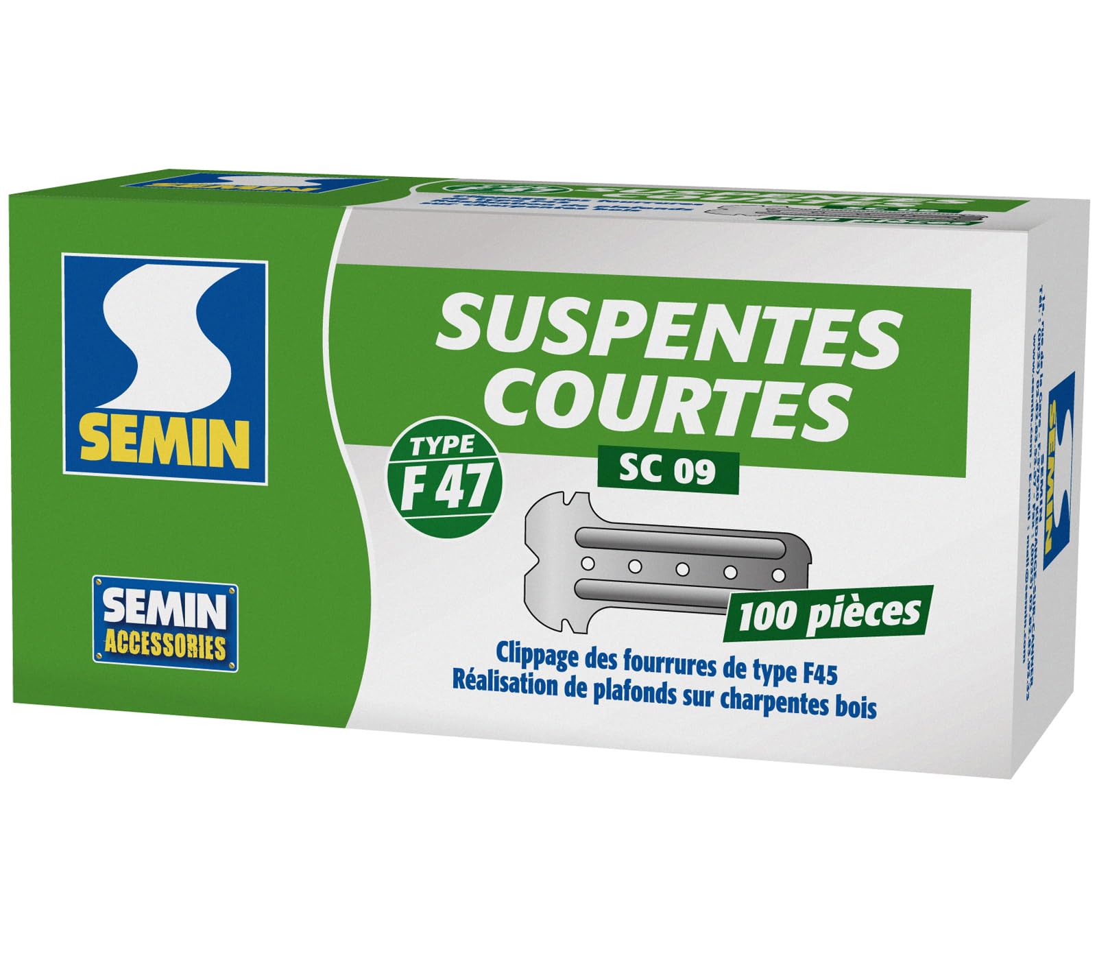 Suspentes Courtes 80 mm F47 Semin, Boite de 100