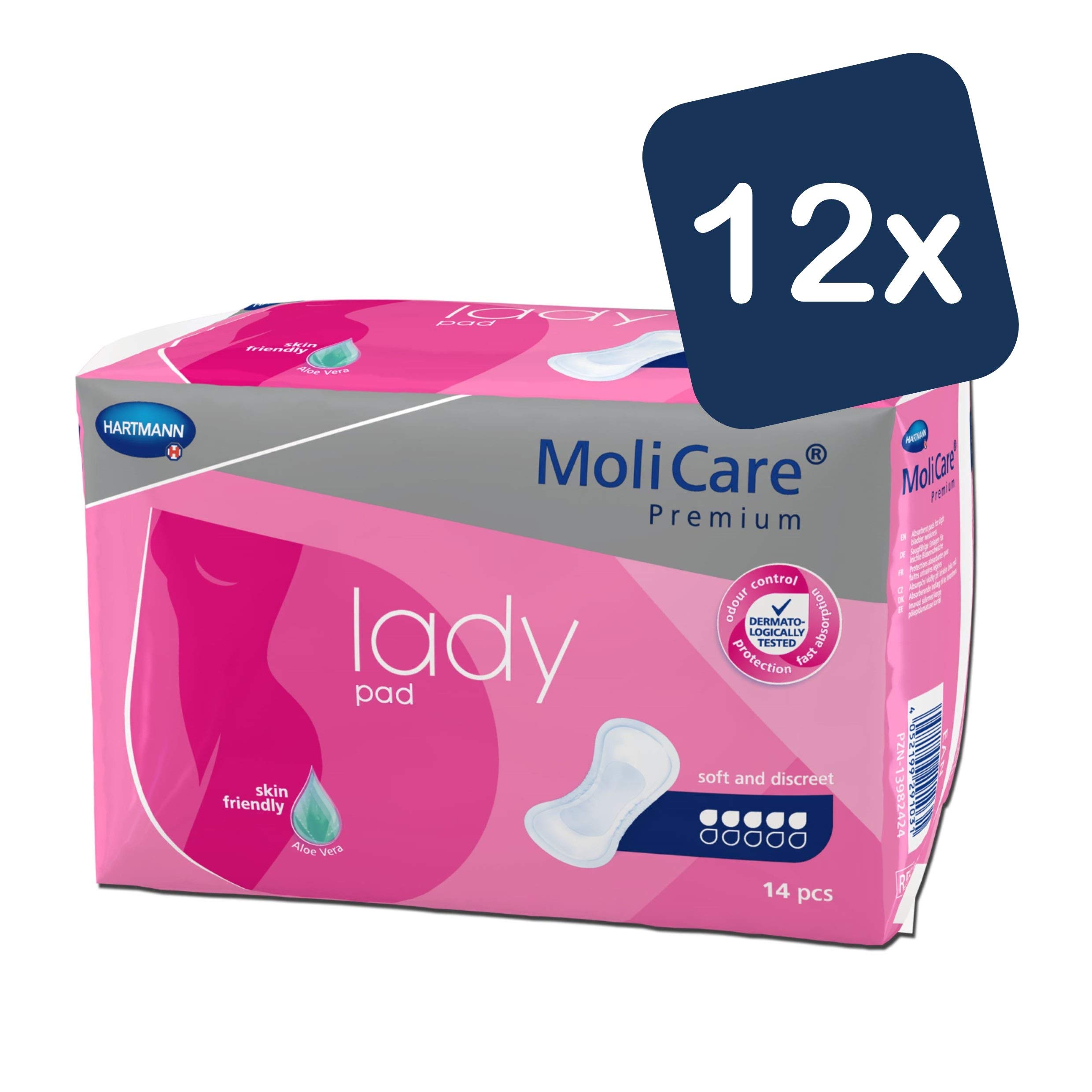 12x Hartmann MoliCare® Premium lady pad Einlagen, 5 Tropfen - 14 Stück - B07KM4QHV9 | Packung (14 Stück)