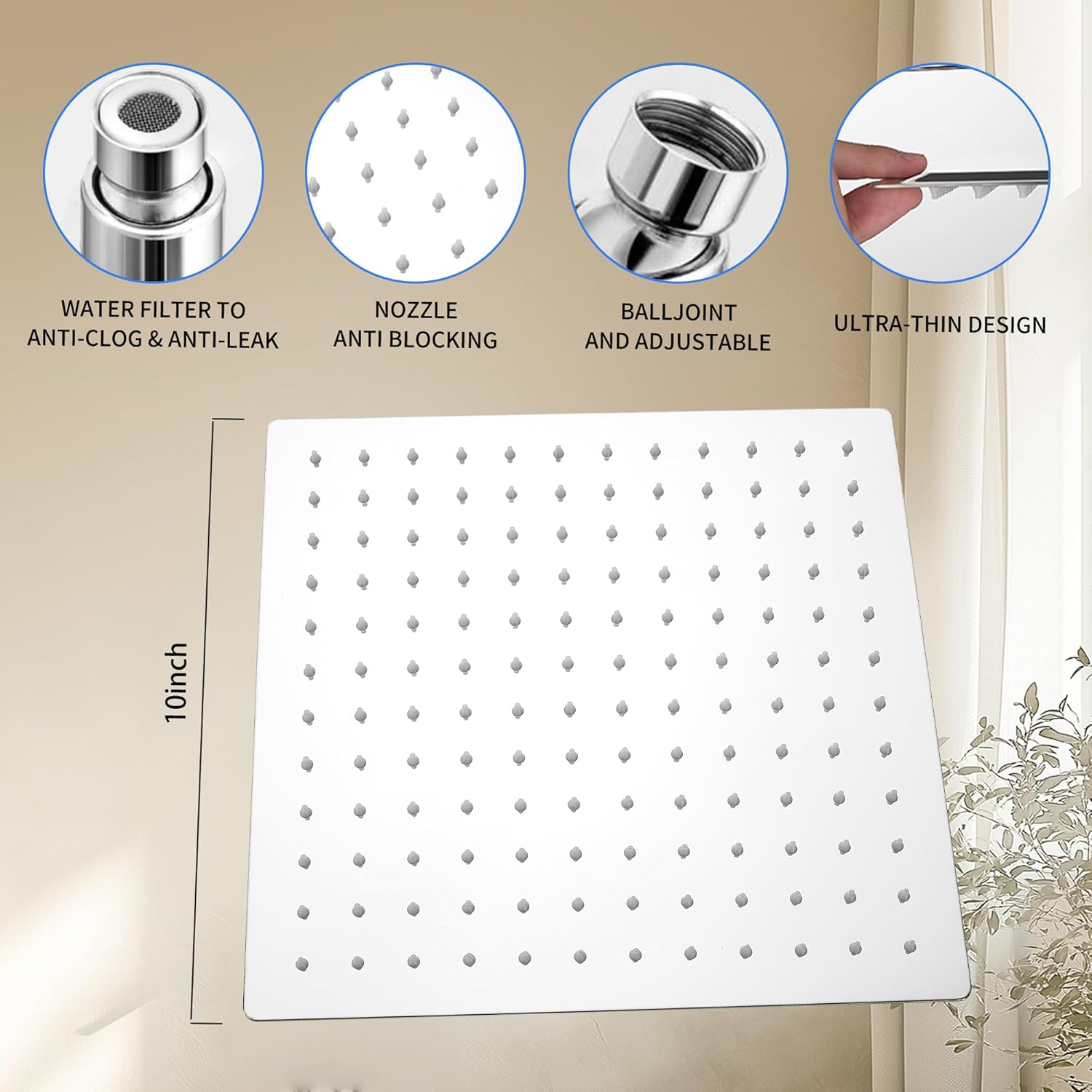 Polished Chrome Shower Faucet GGStudy Shower Trim Kit with Rough-in Valve Shower Set Bath Rainfall Shower Faucet System 10inch Square Stainless Steel Metal Shower Heads with Handheld Spray