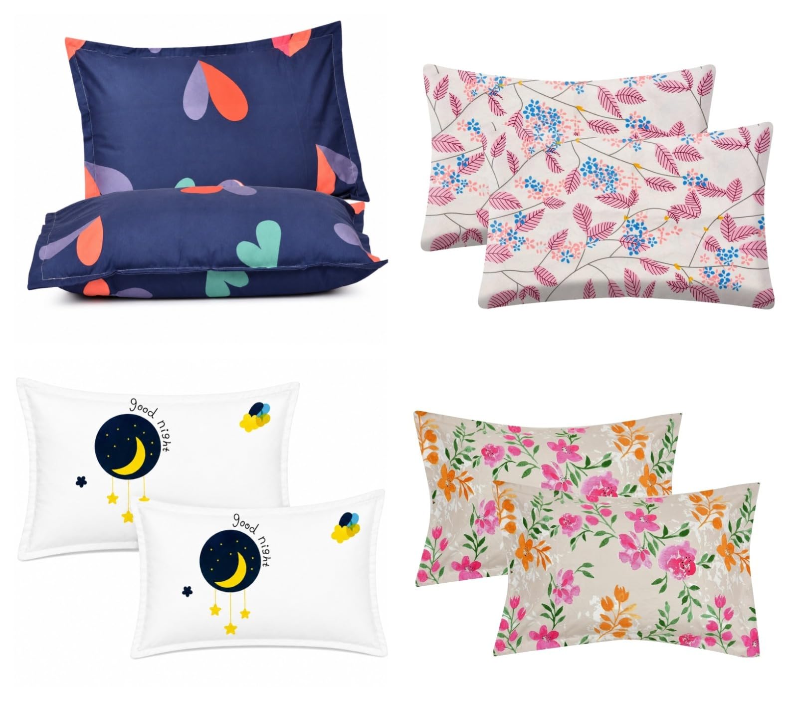 COZY FURNISH Juego de 4 fundas de almohada de algodón de microfibra cepillada súper suaves, fundas de almohada (total 8 piezas), fundas de almohada de 17 x 27 pulgadas, súper suaves y transpirables