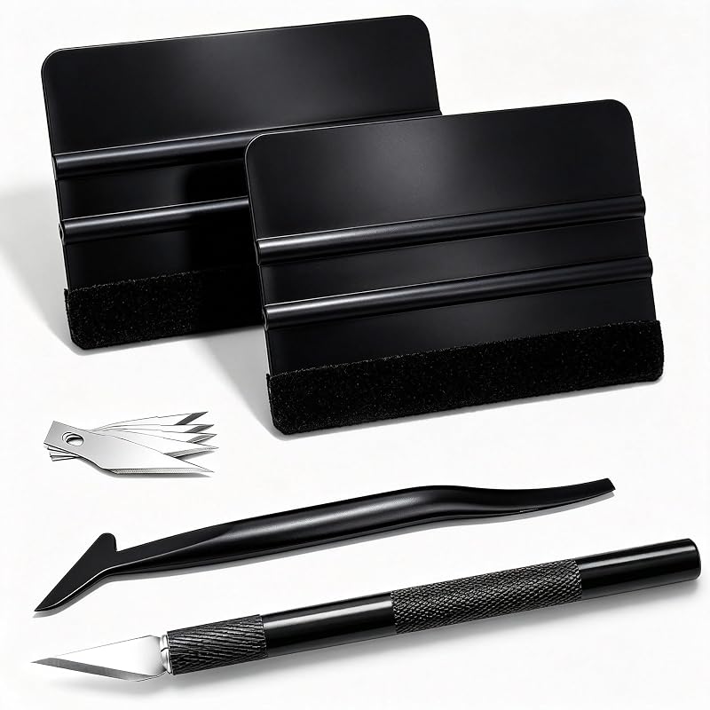 Kit de Aplicação de Película e Envelopamento Umaki com Rodo de Feltro, Estilete e 5 Lâminas – Kit B