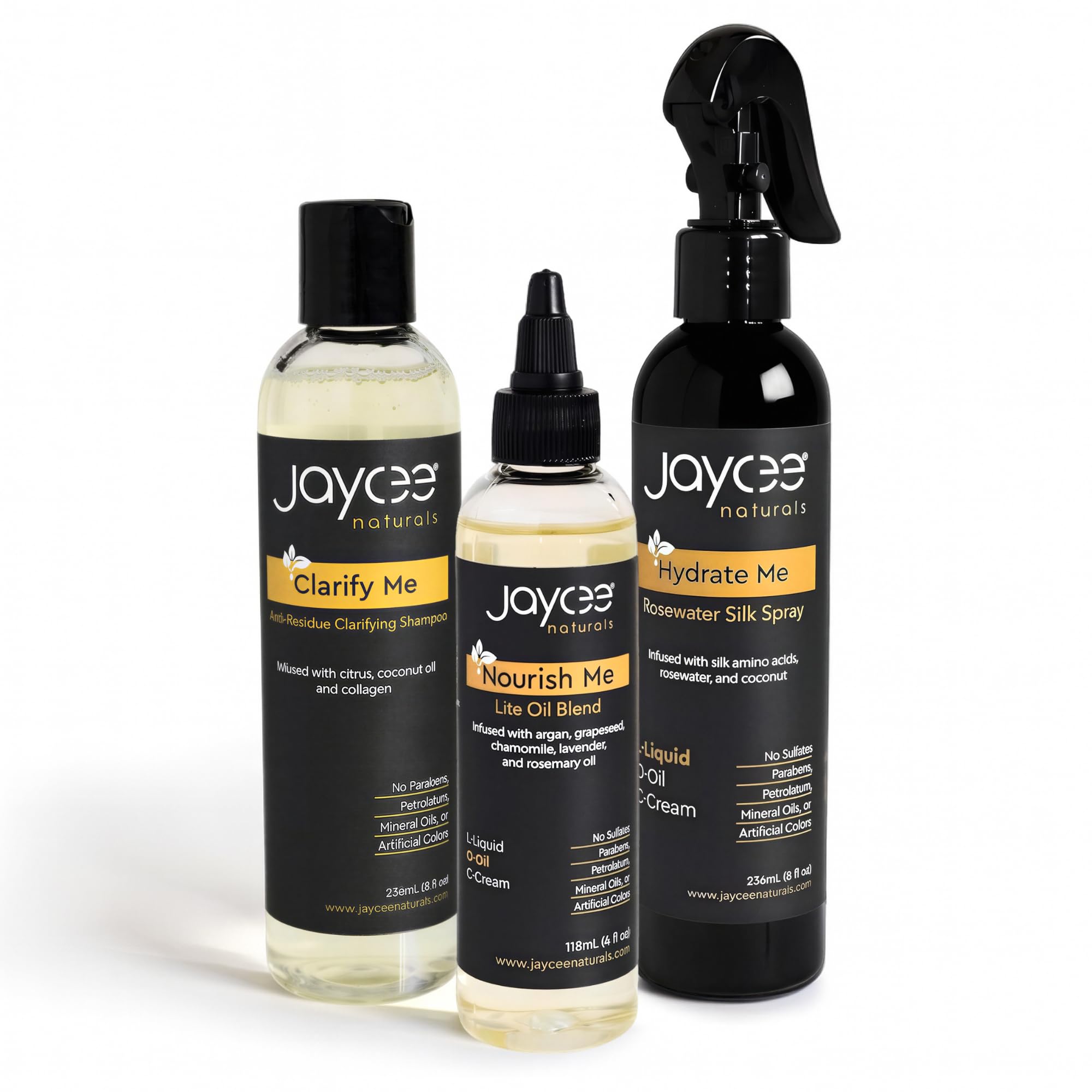 Jaycee Naturals 3-Step Loc Maintenance Kit - Clarify Weekly, Hydrate Daily & Seal Moisture | Shampoo, Rosewater Spray & Lightweight Oil for Locs &