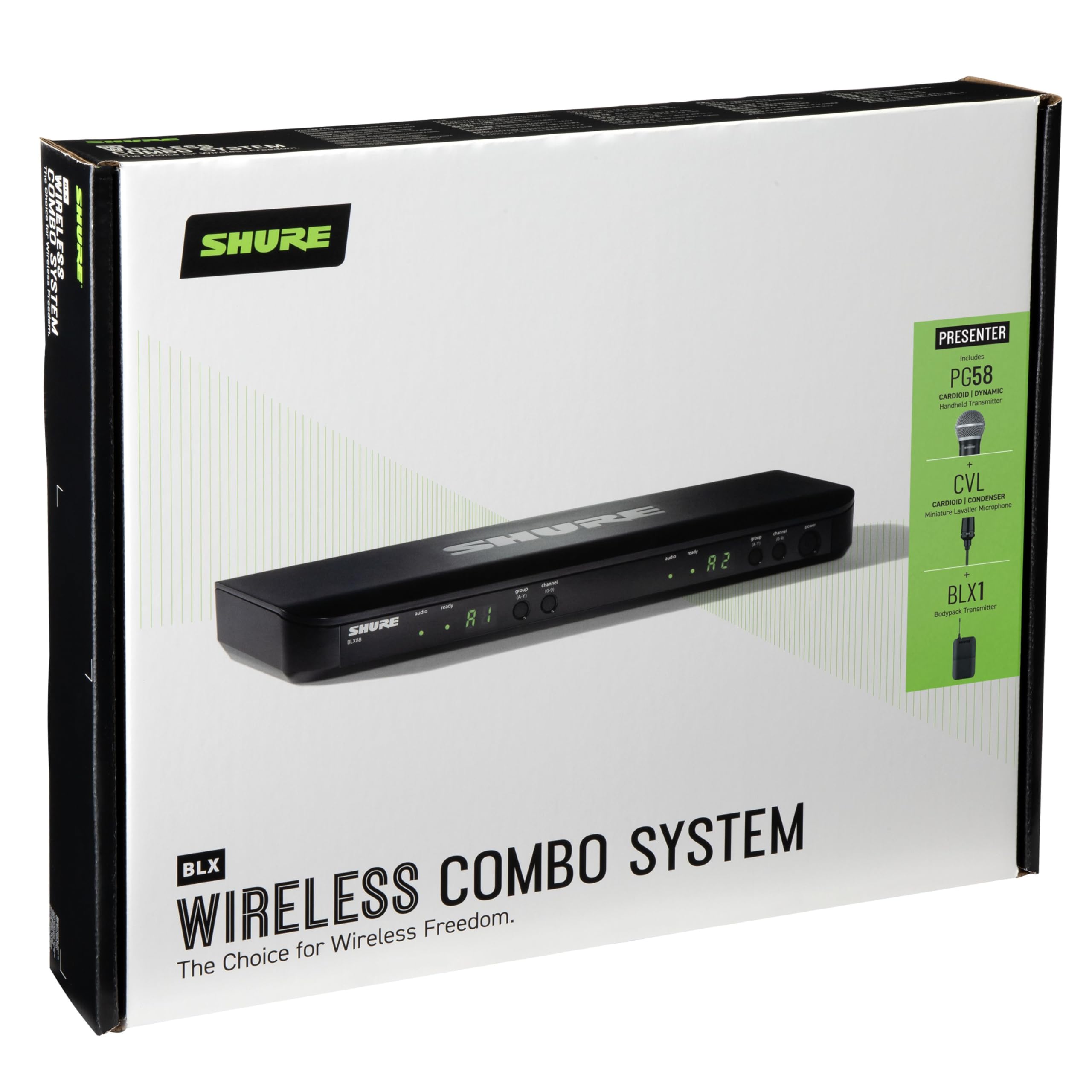 Shure BLX1288/CVL UHF Wireless Mikrofonsystem, Perfekt für Kirche, Bühne, Gesang - 14-Stunden Akkulaufzeit, 100m Reichweite | Enthält Handheld-und Lavalier-Mikrofone, Dual-Channel-Empfänger | K3E Band