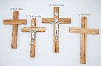 Vista 6 de Cruz lisa de madera de olivo (10 pulgadas) – Decoración para colgar en la pared, bendición cristiana de madera, cruz resistente de la ciudad