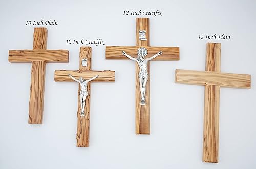 Miniatura 6 de Cruz lisa de madera de olivo (10 pulgadas) Decoración para colgar en la pared, bendición cristiana de madera, cruz resistente de la ciudad de la