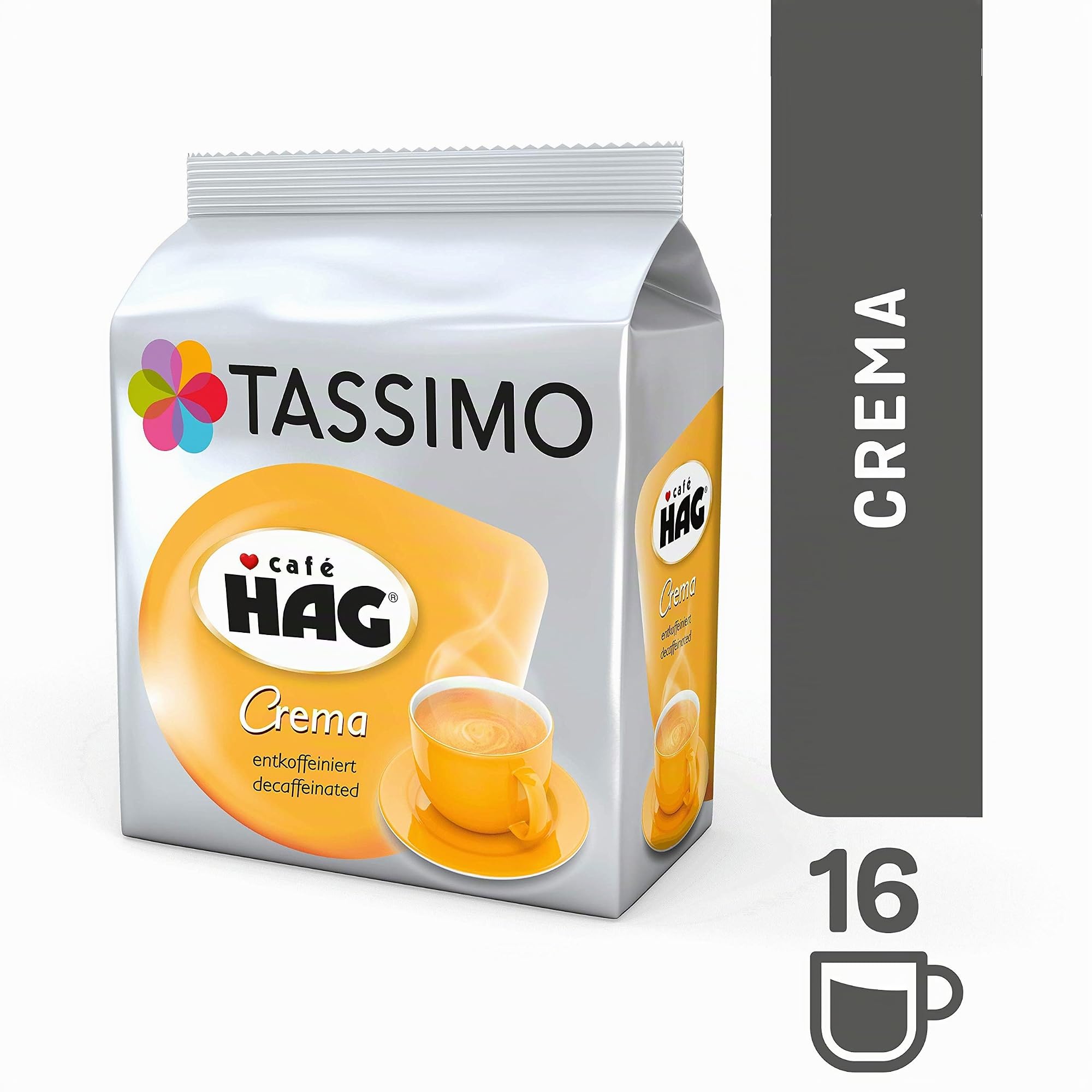 Tassimo Café HAG Crema Decaffeinato Cápsulas de Café - 5 Paquetes (80 Porciones)