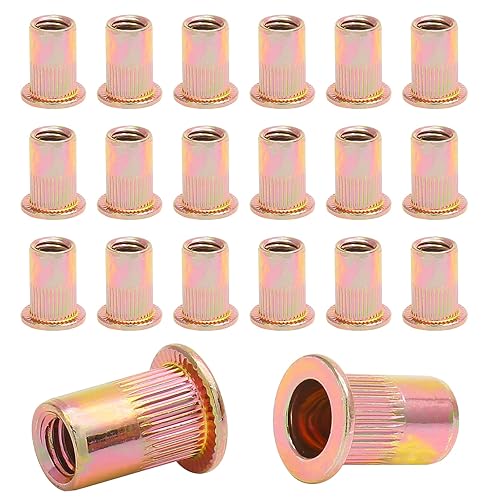 Miniatura 8 de 60 tuercas de remache roscadas de acero inoxidable de 14-20 pulgadas, remaches de cabeza plana de 14-20UNC, tornillos de tuerca moleteada, tuerca