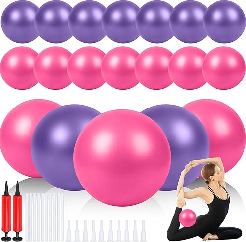 Sotiff 20 pelotas pequeñas de ejercicio de pilates de 9 pulgadas, mini pelotas de barra de yoga para estabilidad, fitness, terapia física, Rosa,