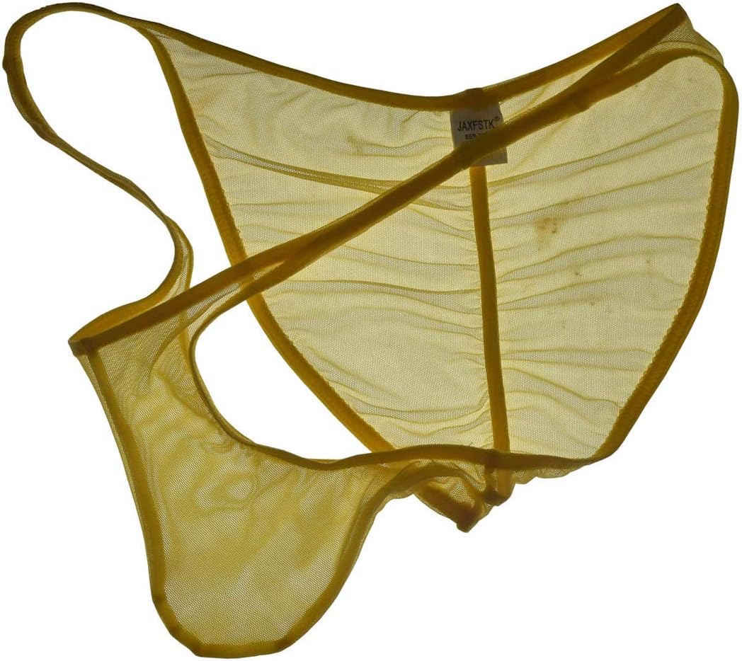 Men Slinky Brazilain Bikini Briefs Underwear Ruched Back See-through Cheeky Briefs