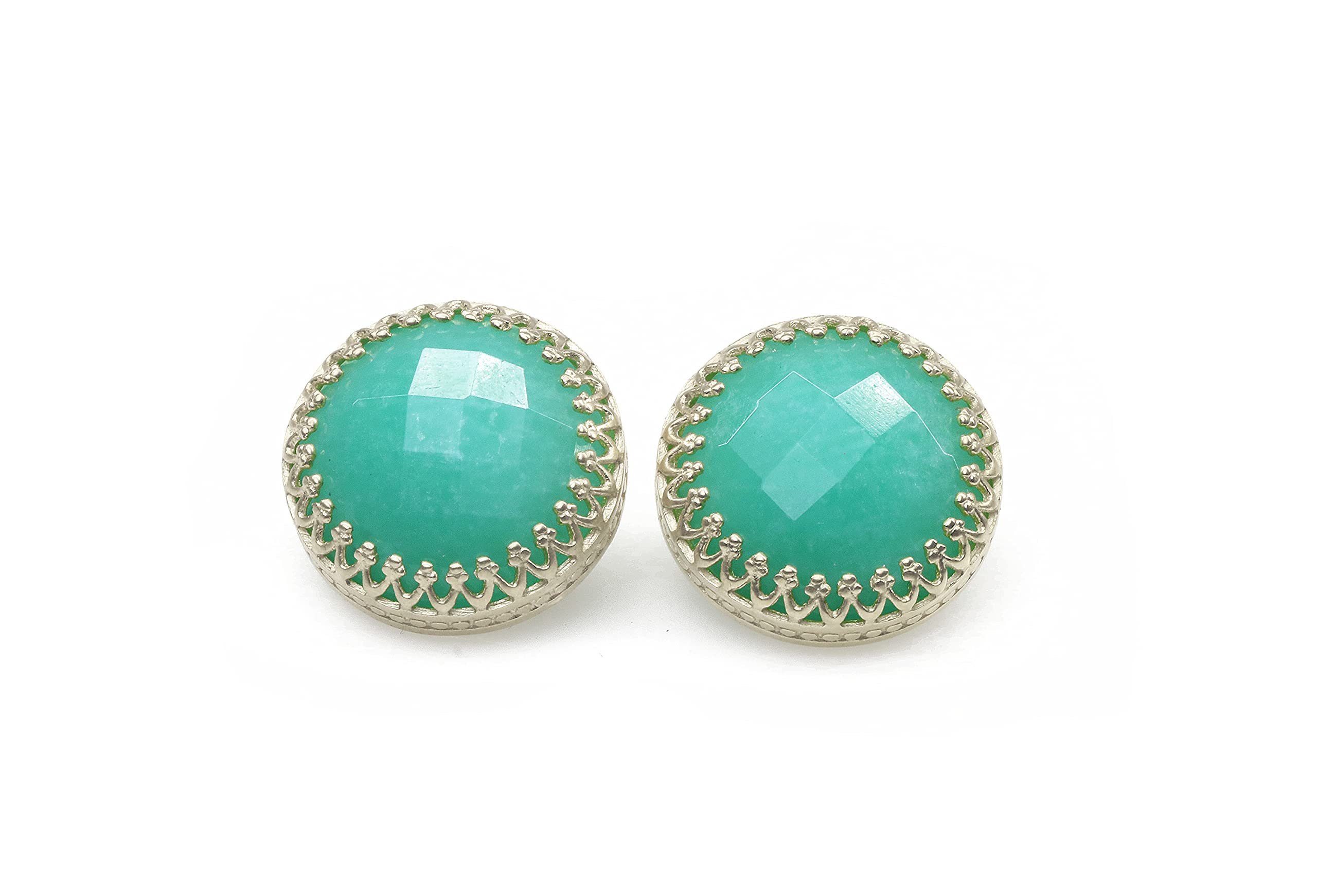 Poste de Pendientes para Mujeres - Pendientes de Amazonita en Oro de 14k - Pendientes para Cualquier Ocasión, Regalos y Uso Diario - con Caja de Regalo