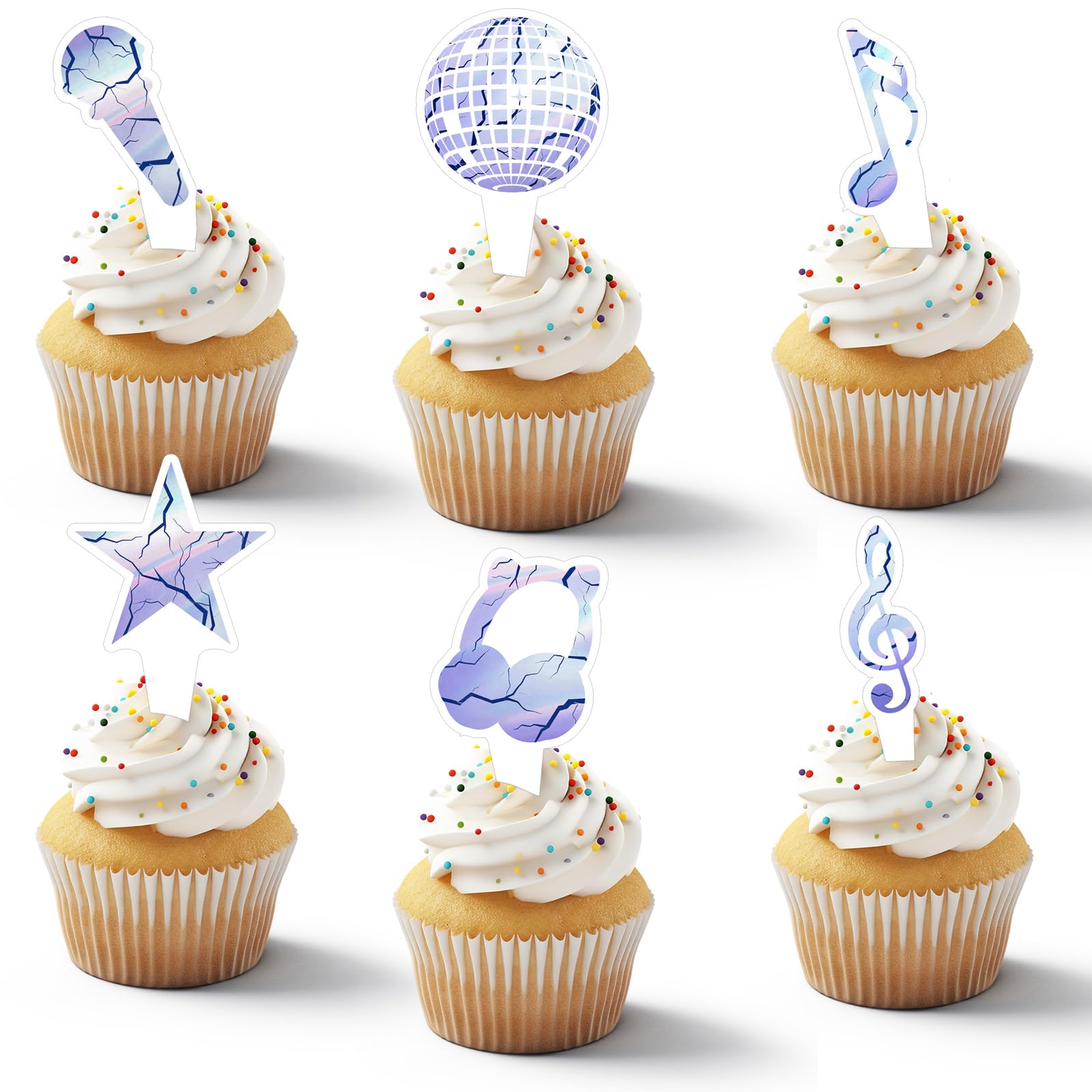 48Pcs Kpop Purple Flash Toppers Birthday Party