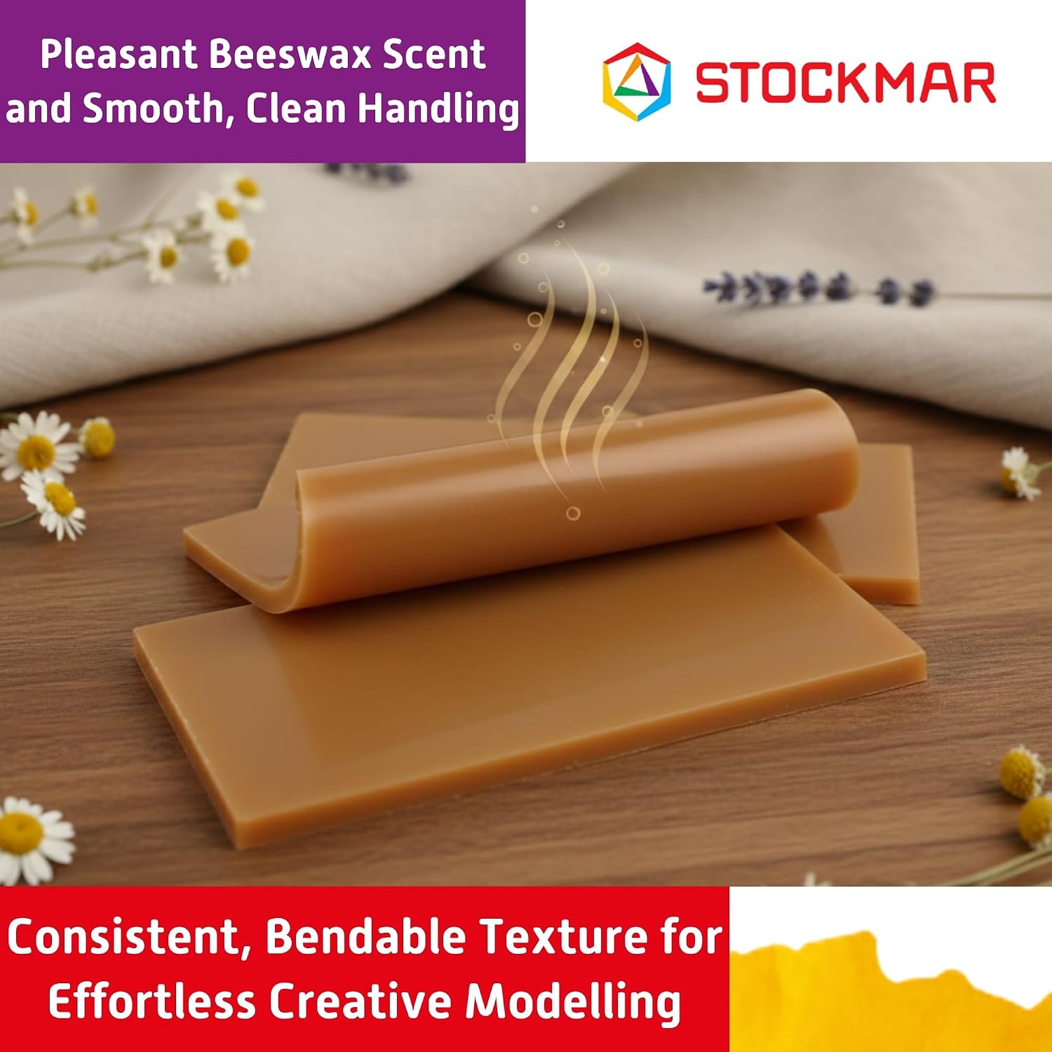 Stockmar Modelling Beeswax Sheets – 3 Sheets of Natural Color for Creative Sculpting, Handwork, Artistic Designs, and Shaping – Malleable Beeswax Arts and Crafts Supplies for Artists image 2