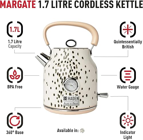 Miniatura 3 de Haden Margate Poodle and Blonde - Hervidor eléctrico inalámbrico de acero inoxidable de 1.7 litros con estampado Tottenham dálmata y apagado