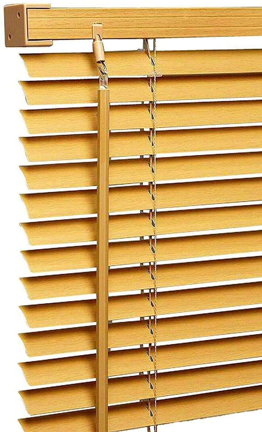 PVC Venetian Blind Blinds Easy Fit Curtains Trimmable with Metal Headrail & Fittings Windows Treatment Shutters Twist Open Close Pay only 1 Flat shipping £3.99 for multiple buying(Teak, 195W x 150L)