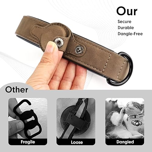 Miniatura 6 de Didog Collar de perro de cuero acolchado suave y transpirable con soporte para Airtag, collar de perro resistente con hebilla de metal para perros