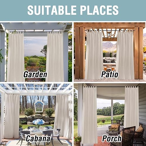 Miniatura 7 de H.VERSAILTEX Cortinas transparentes de lino para exteriores impermeables para patio, divisor al aire libre, privacidad añadida, filtrado de luz,