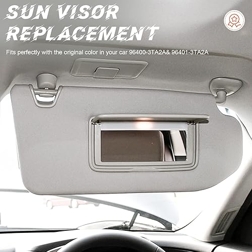 Miniatura 3 de Reemplazo de visera parasol gris para lado izquierdo y pasajero derecho compatible con Nissan Altima 2013 2014 2015 2016 2017 2018 sin techo
