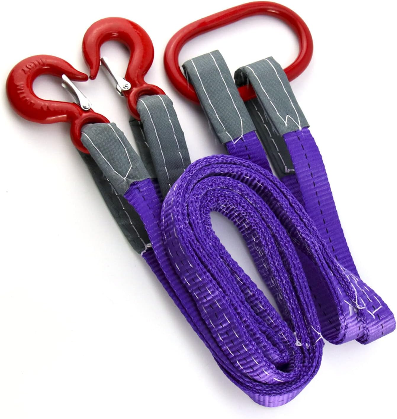 QWORK Heavy Duty Two Leg Bridle Web Sling, 4.92Ft 4409lb Capacity Steel Sling