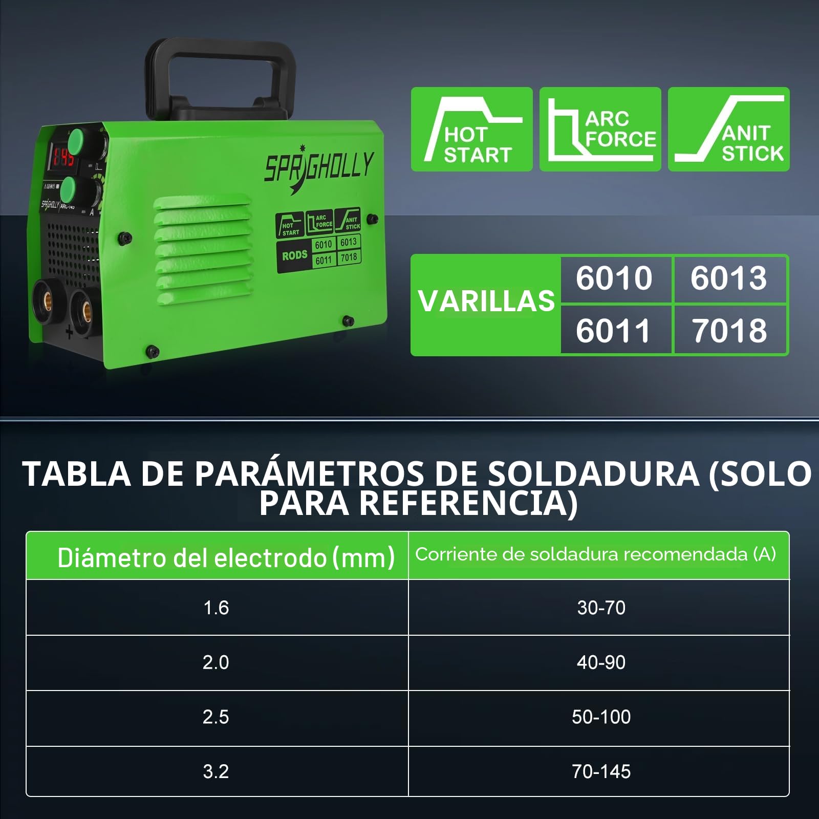 Mini Soldador Inversor 2 en 1, Arc Lift TIG con 145 amperios, tecnología IGBT, pantalla digital LED, arranque caliente antiadherente, maquina de soldar electrodo ARC-145