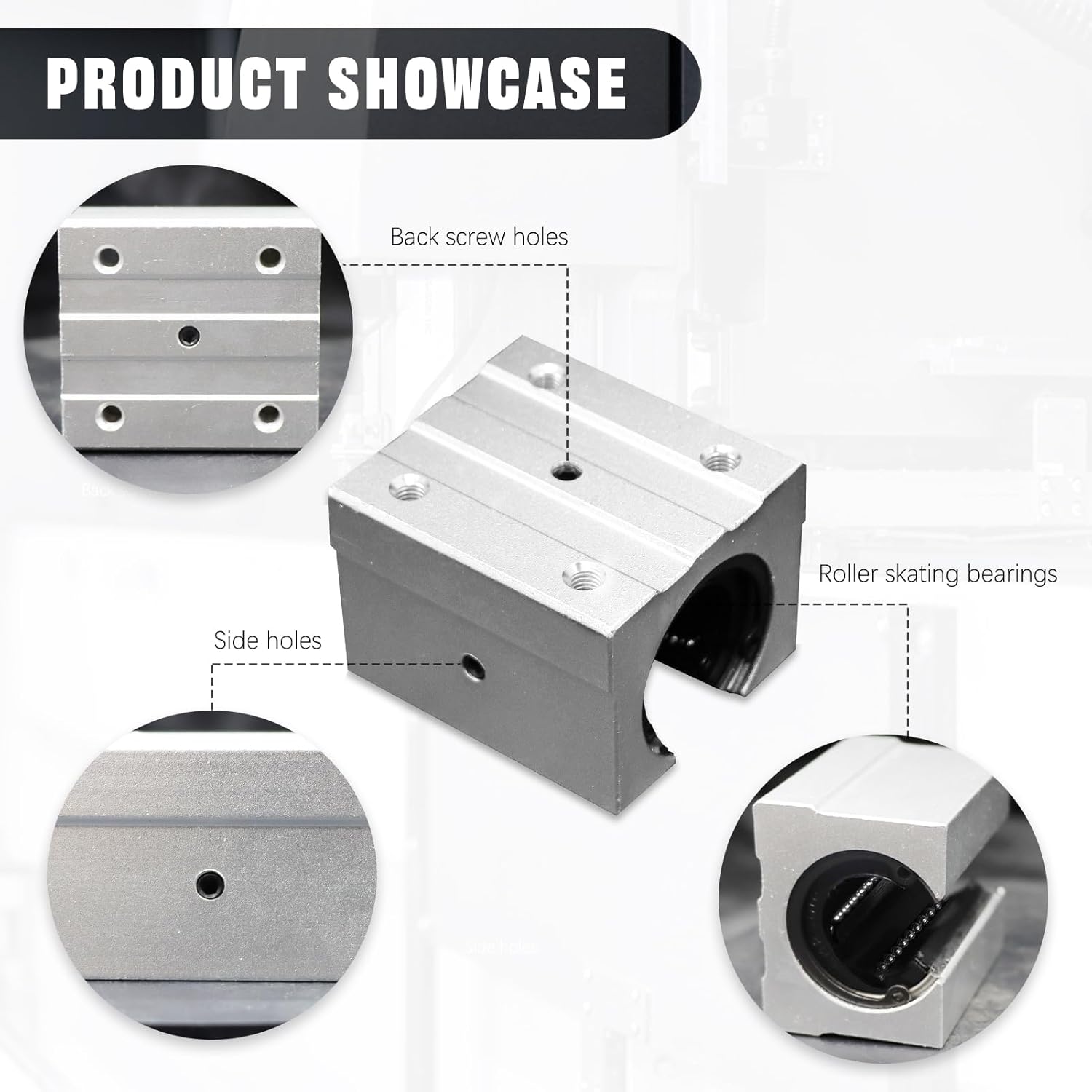 4pcs SBR12UU Aluminum Block 12mm Linear Motion Ball Bearing Slide Block Match for SBR12 12mm Linear Guide Rail