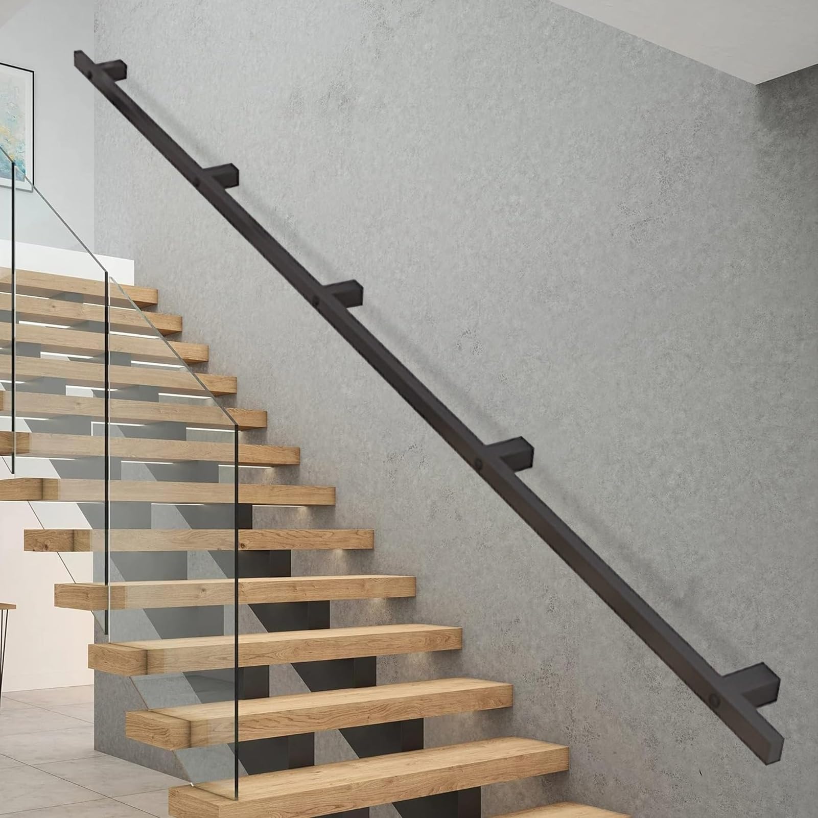 Balustres d'escalier noirs en fer forgé au design moderne de 400cm