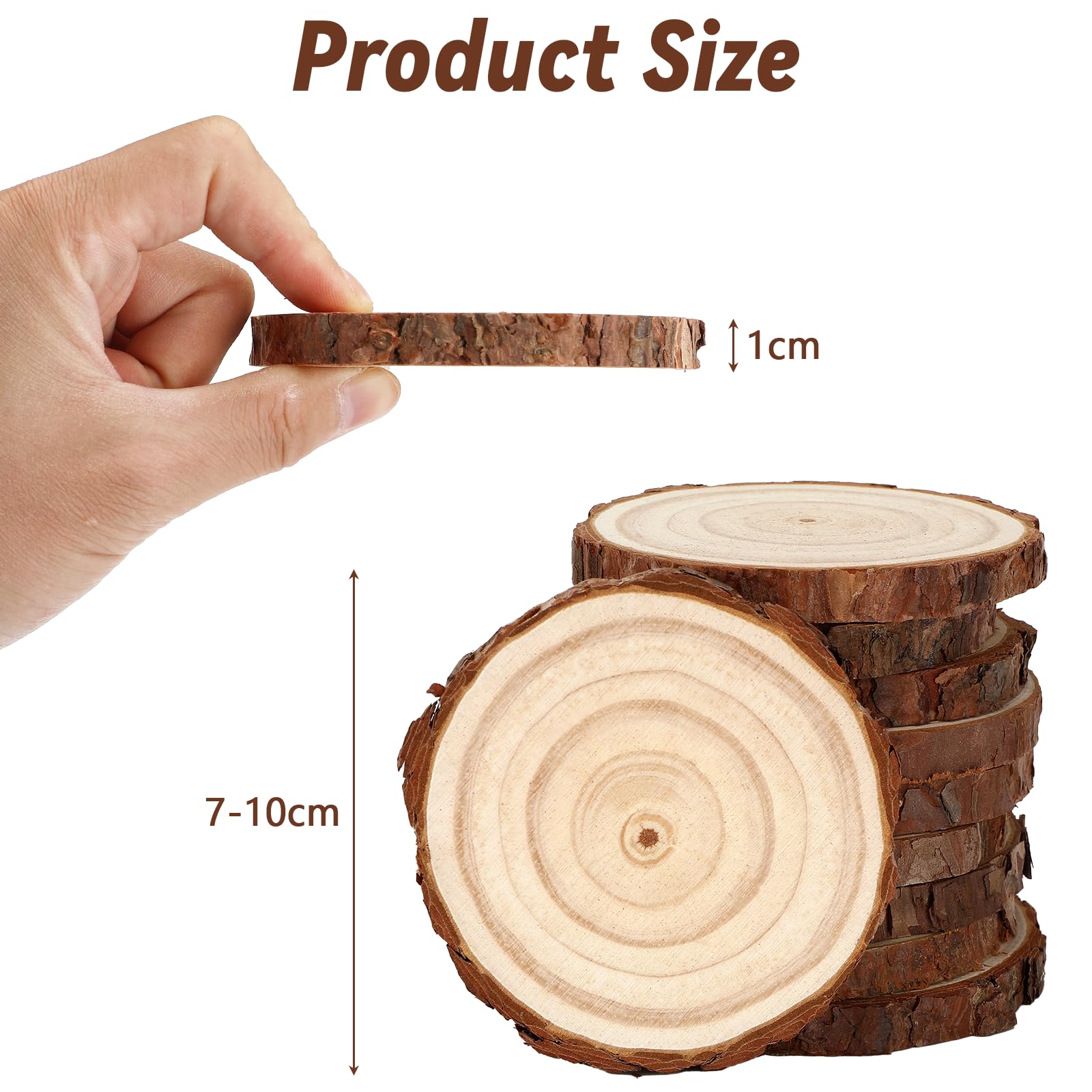 Dischi Di Legno Naturale Da Decorare - 18 Pezzi, Diametro 8-10cm - Foto 5