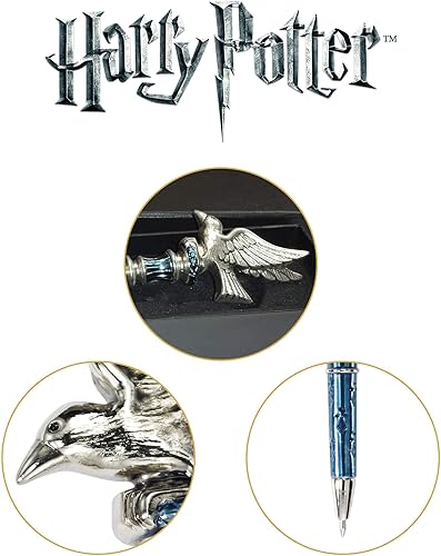 Miniatura 5 de The Noble Collection Harry Potter Ravenclaw - Bolígrafo chapado en plata, 8 pulgadas (8.3 in) rematado con la mascota Raven House de Ravenclaw, con