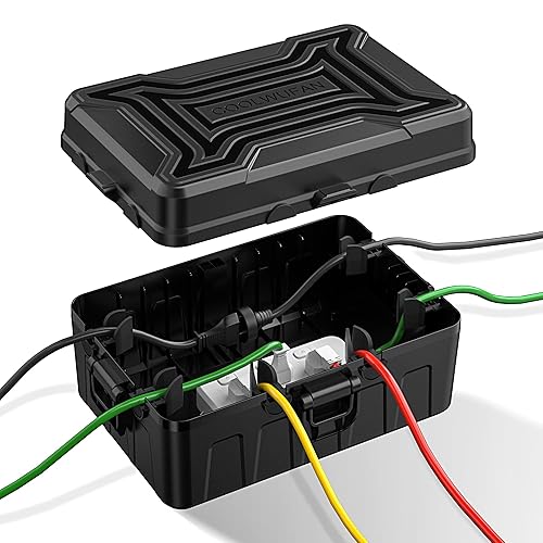 COOLWUFAN Caja eléctrica para exteriores impermeable, 3 direcciones, impermeable, cable de extensión con 6 puertos de entrada, protección de toma,