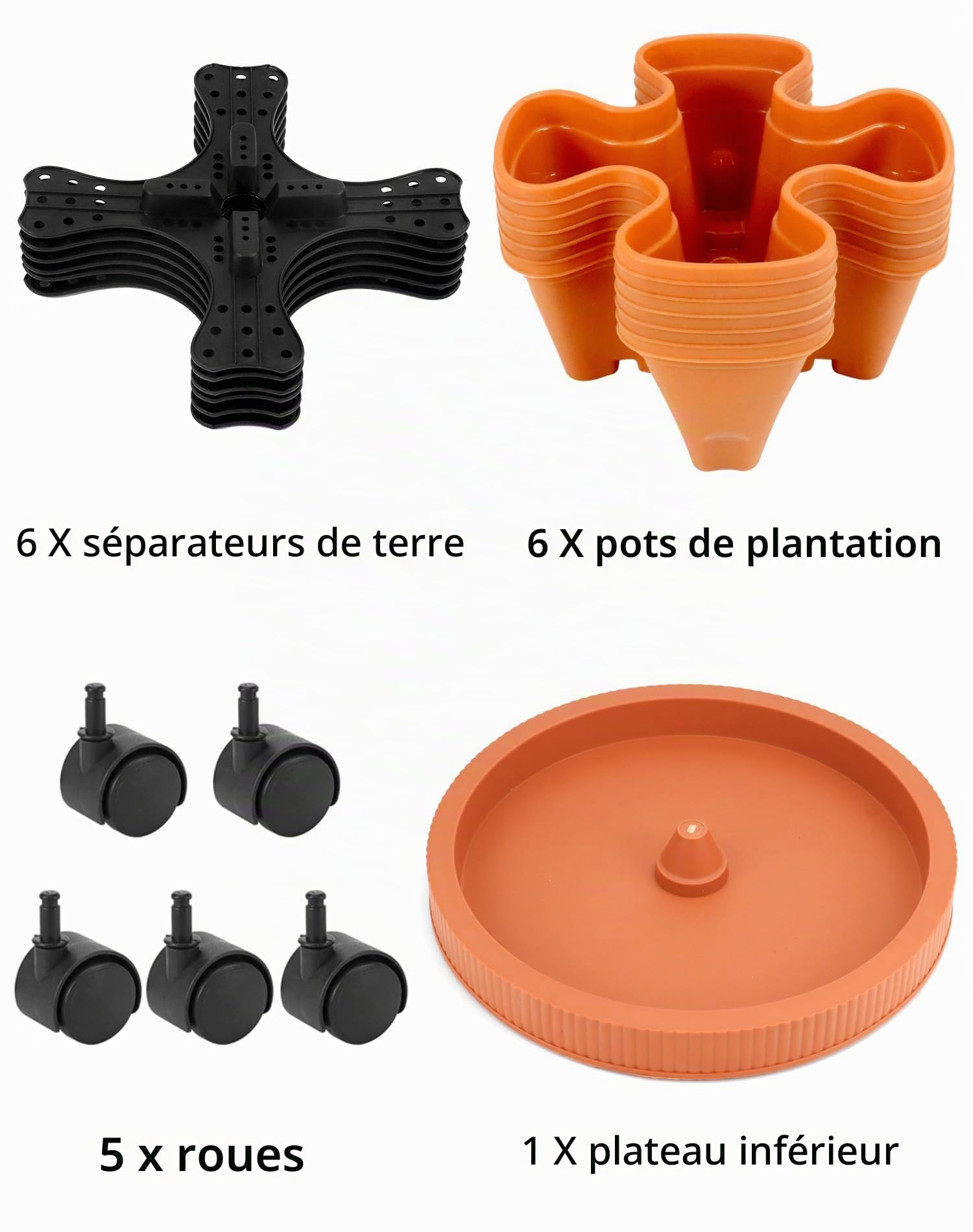 QWORK® Pot de Fleurs Vertical, jardinière en Tour à 6 Niveaux, Pots de Plantes empilables en Plastique, légumes empilables, Fraises, Fleurs