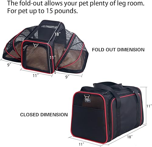 Vista 29 de Petsfit transportador de perros expandible para viajes con colchoneta de lana, aprobado por la mayoría de las aerolíneas, transportador de mascotas