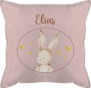 Kissen 50x50 personalisiert mit Namen - Ostern Deko - Osterhase - Süßer Hase Geschenk - 50 x 50 cm - Hellrosa - Name oster...