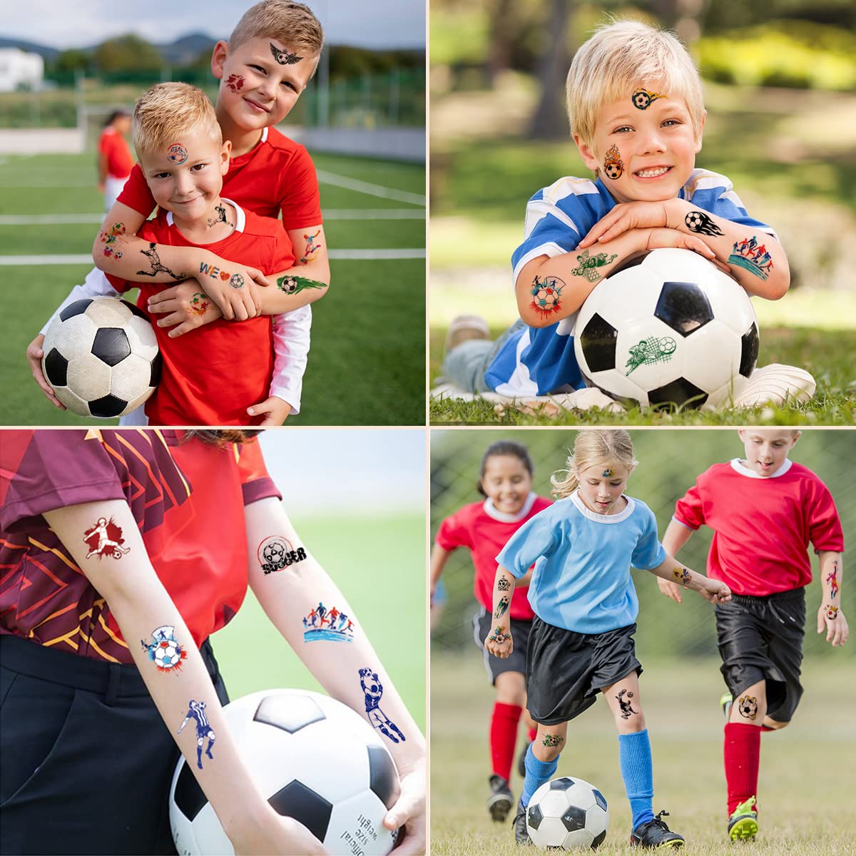 20 Hojas De Tatuajes Temporales De Fútbol Para Niños – Impermeables Y Seguros, Más De 200 Diseños Para Regalos Y Fiestas