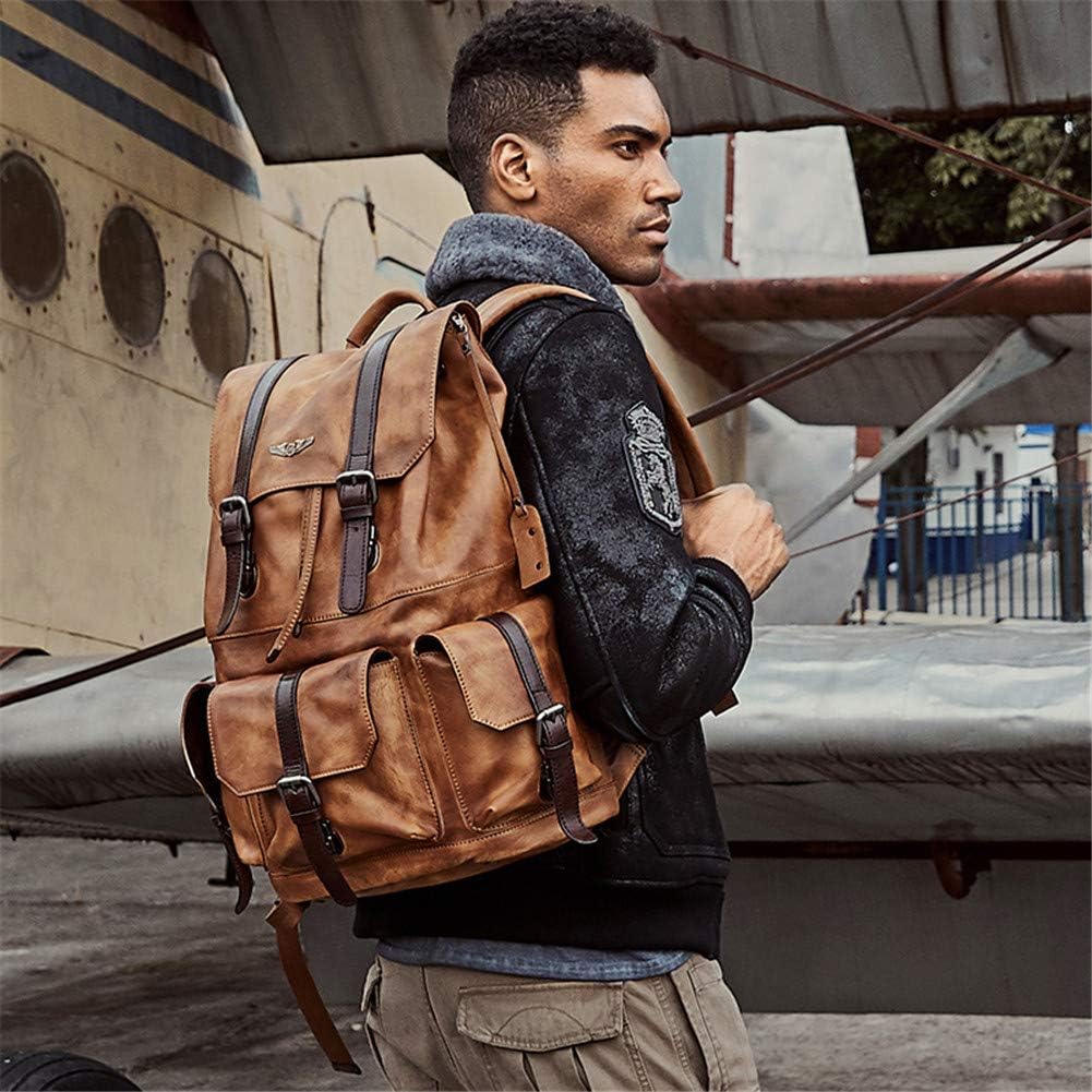Denny&Dora Travel Bags Backpack Large Capacity Brown Color Luxury Mens Cow Leather Handbag Bag image 3