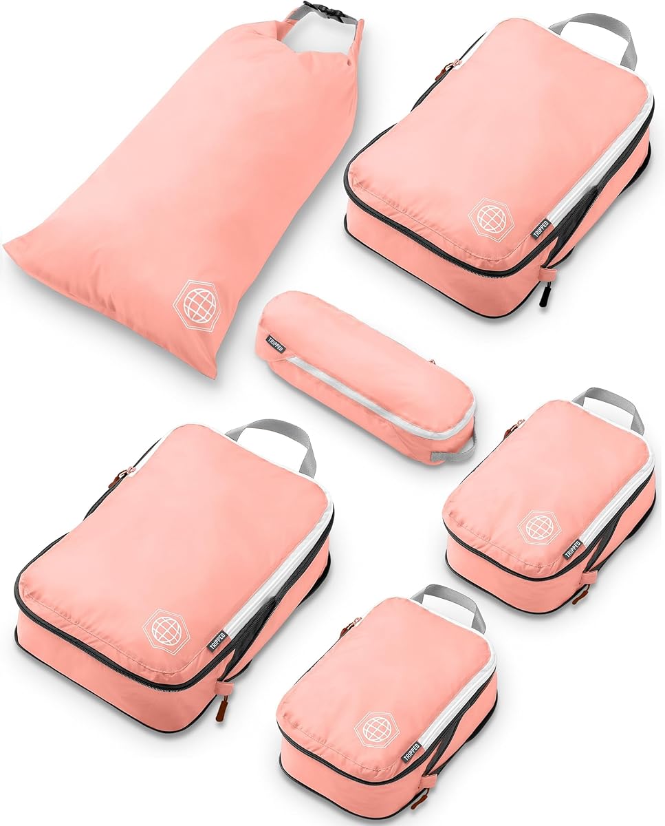 Compression Packing Cubes Set for Travel - Lightweight, Durable Clothes Organizer for Carry-On Luggage and Suitcases by TRIPPED Travel Gear